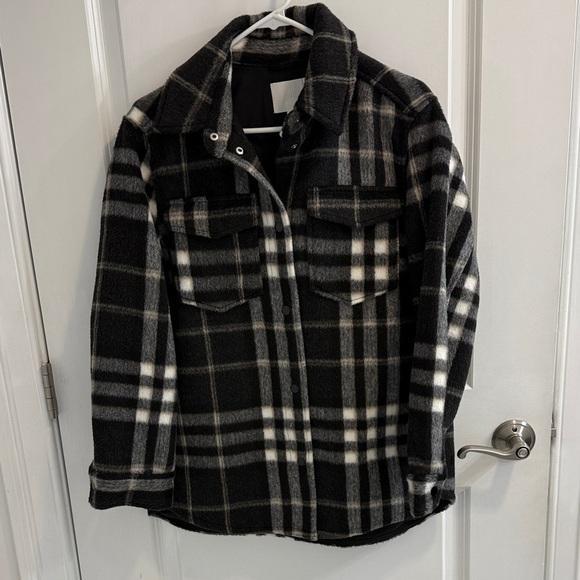 H&M Black and White Plaid Utility Jacket - Picture 1 of 3